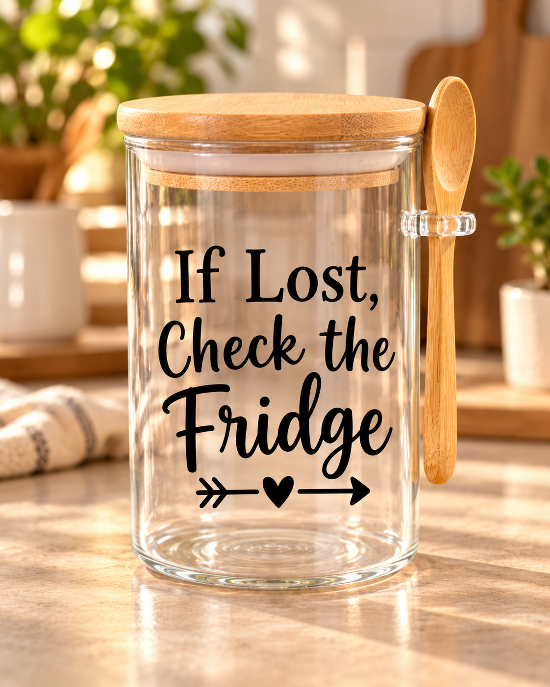 If Lost Check the Fridge Kitchen Glass Jar