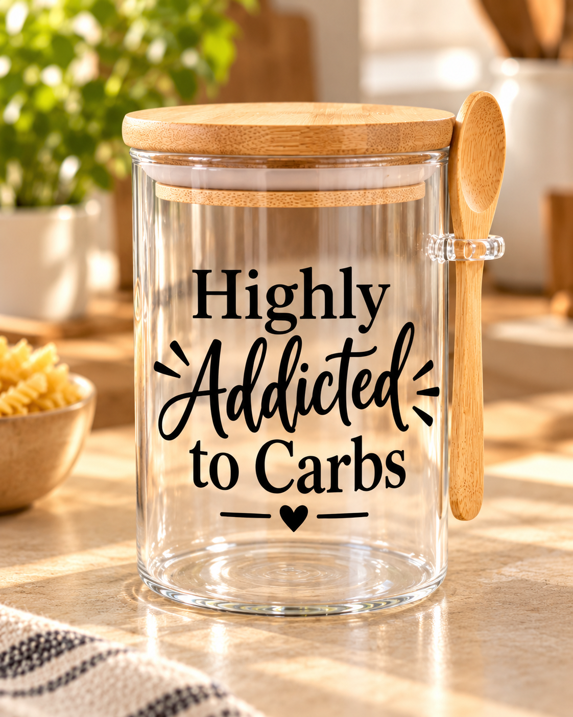 Highly Addicted to Carbs Kitchen Glass Jar