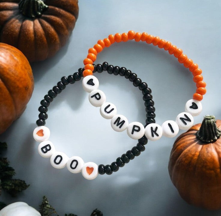 boo and pumpkin bracelet spooky cute halloween beaded jewelry design