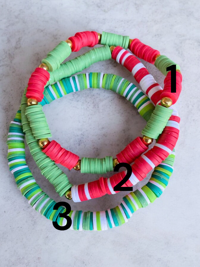 christmas green monster bracelet set holiday beaded jewelry cute design