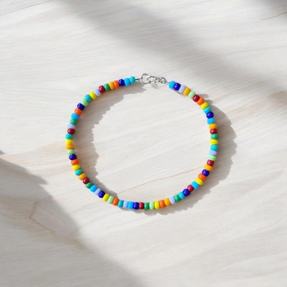 multicolored beaded anklet styling beach summer aesthetic outfit look