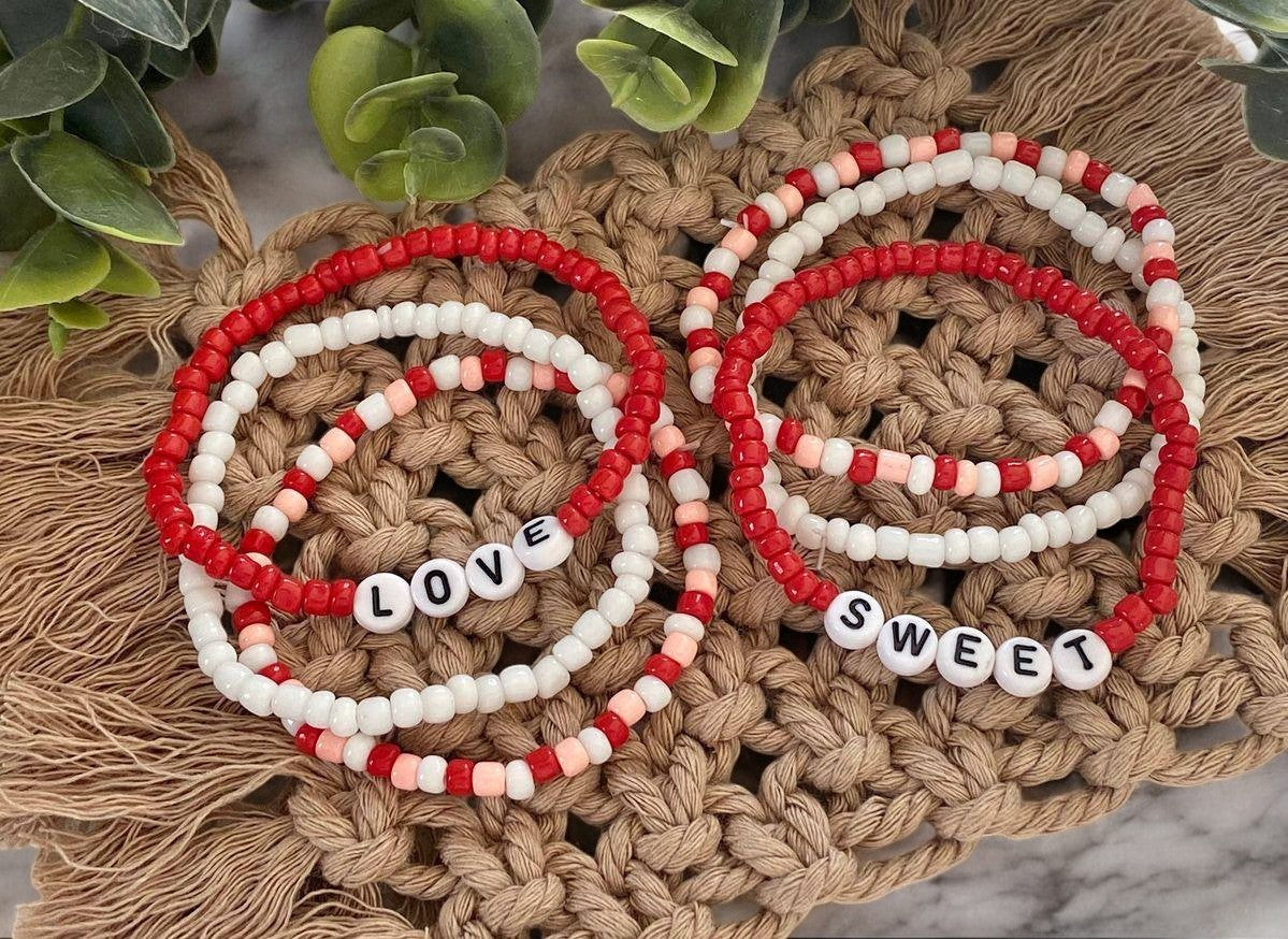 couple beaded valentines set matching jewelry romantic design aesthetic