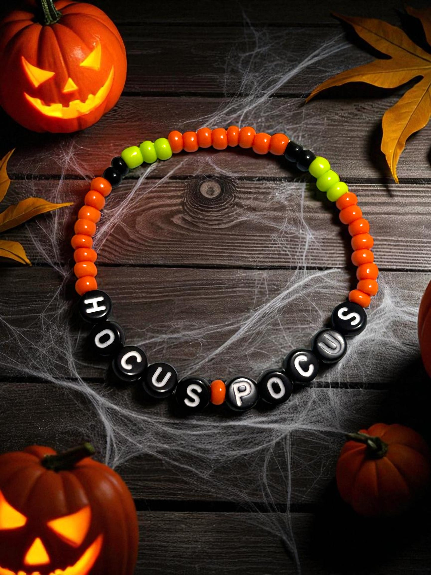 hocus pocus bracelet halloween beaded jewelry spooky aesthetic design