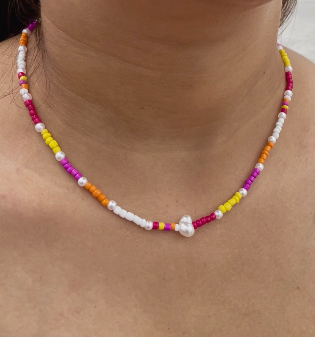 Pearls Meet Papaya Necklace