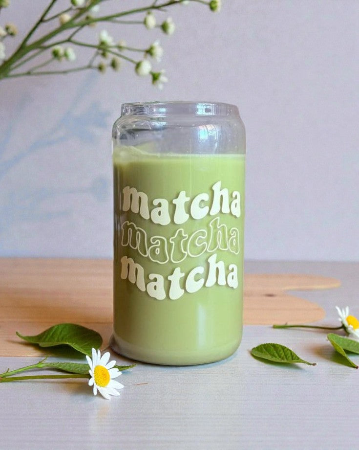 matcha vinyl cup café aesthetic lifestyle drinkware glass cup design