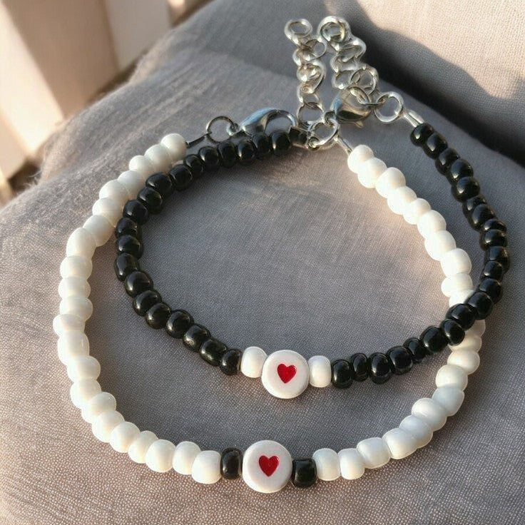 matching seed bead couple bracelet handmade colorful jewelry design