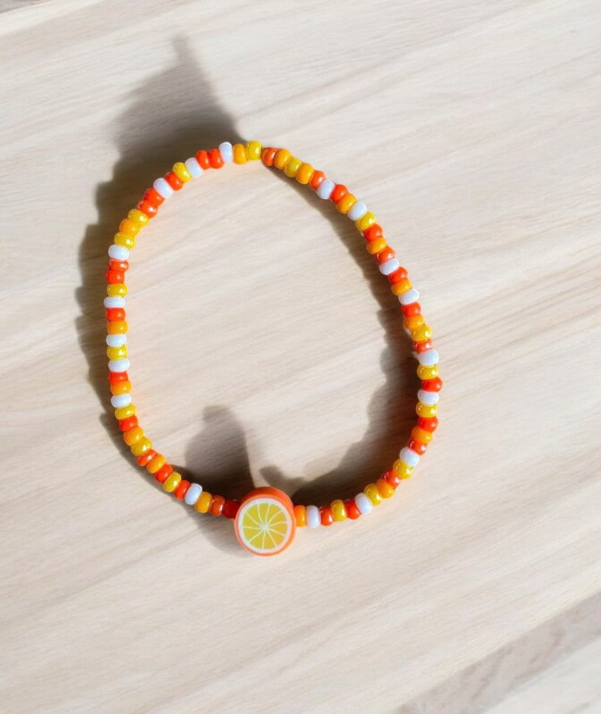 orange bracelet citrus beaded jewelry summer aesthetic handmade design
