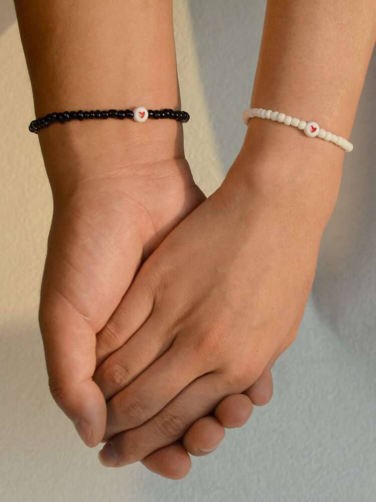 simple heart set bracelet cute matching aesthetic jewelry design