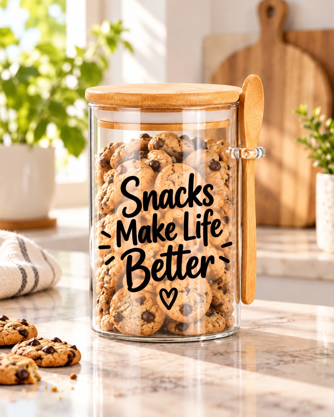 Snacks Make Life Better Kitchen Glass Jar