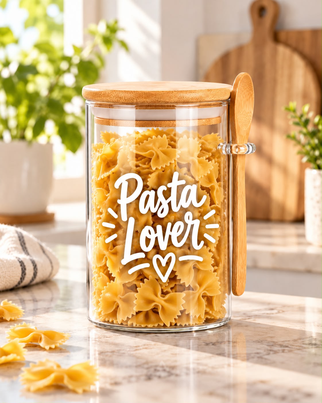 Pasta Lover Kitchen Glass Jar