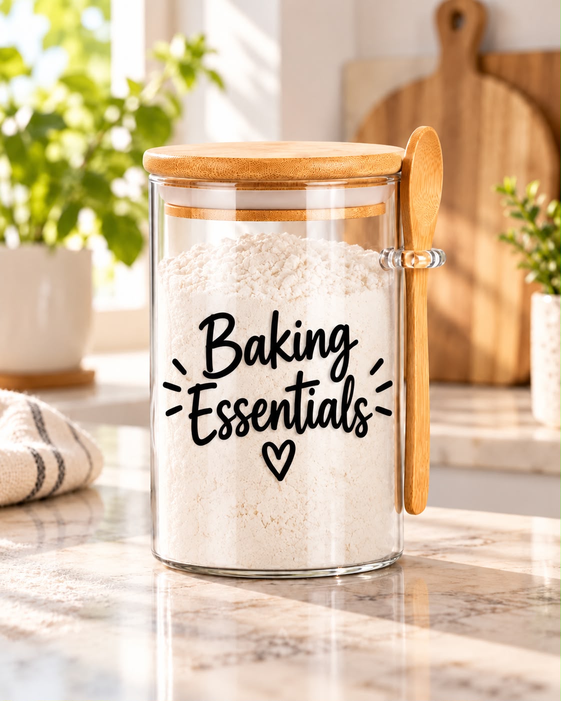 Baking Essentials Kitchen Glass Jar