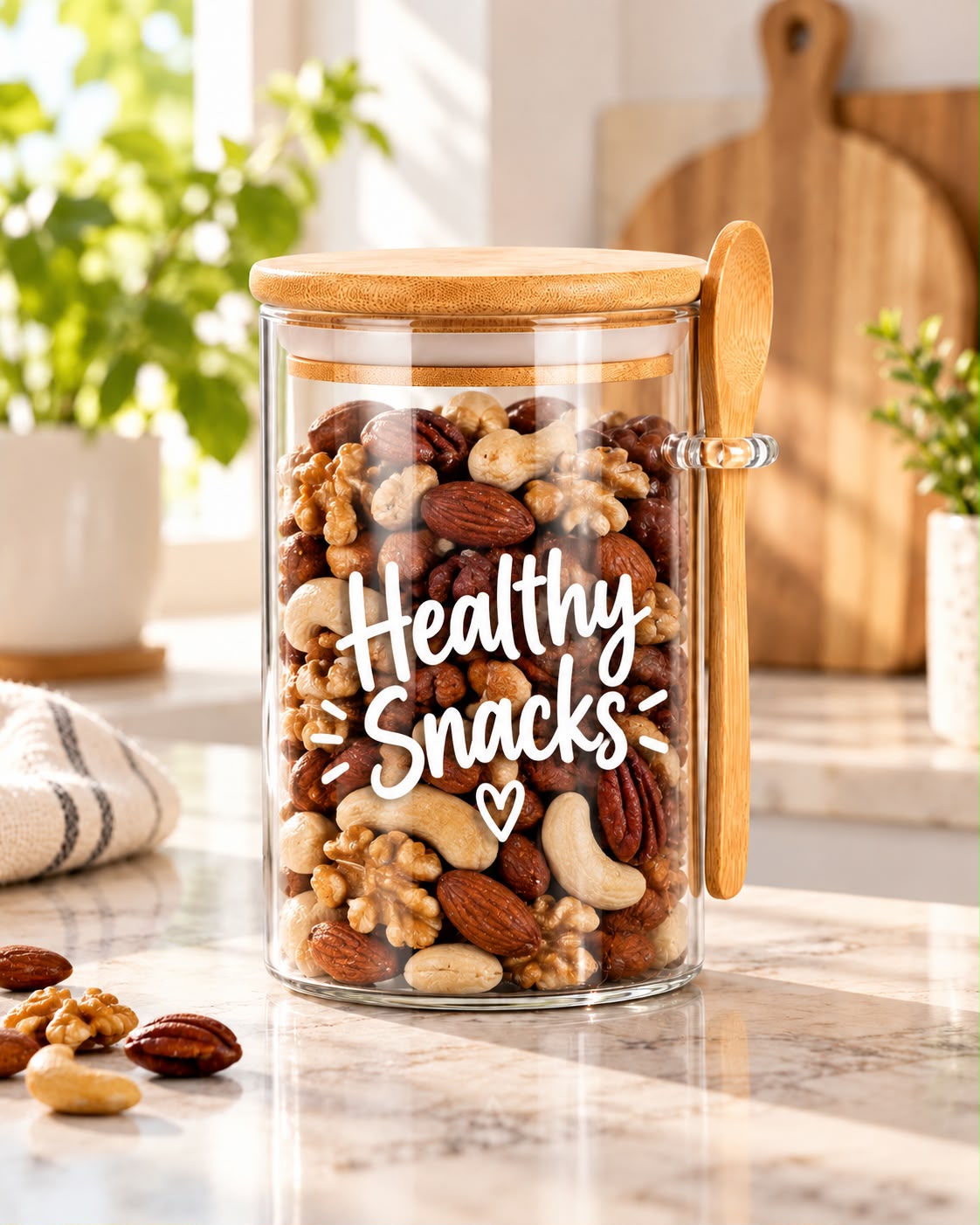 Healthy Snacks Kitchen Glass Jar