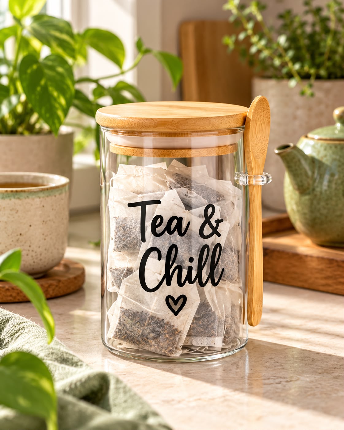 Tea & Chill Kitchen Glass Jar