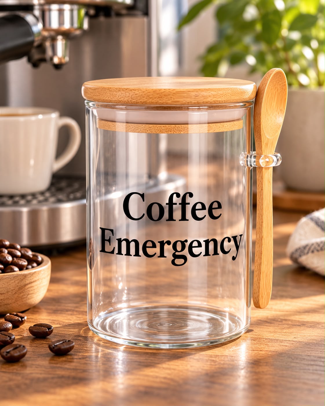 Coffee Emergency Kitchen Glass Jar