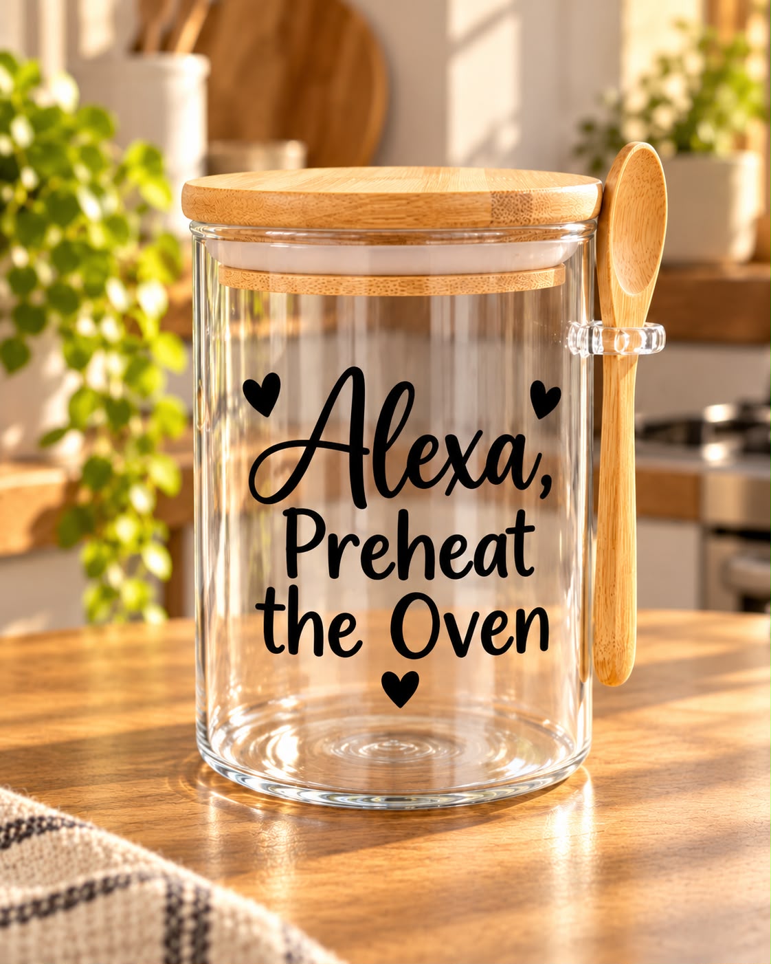 Alexa Preheat the Oven Kitchen Glass Jar
