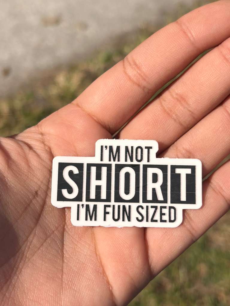 funny vinyl quote sticker im not short im fun sized applied on laptop or tumbler waterproof decal aesthetic style