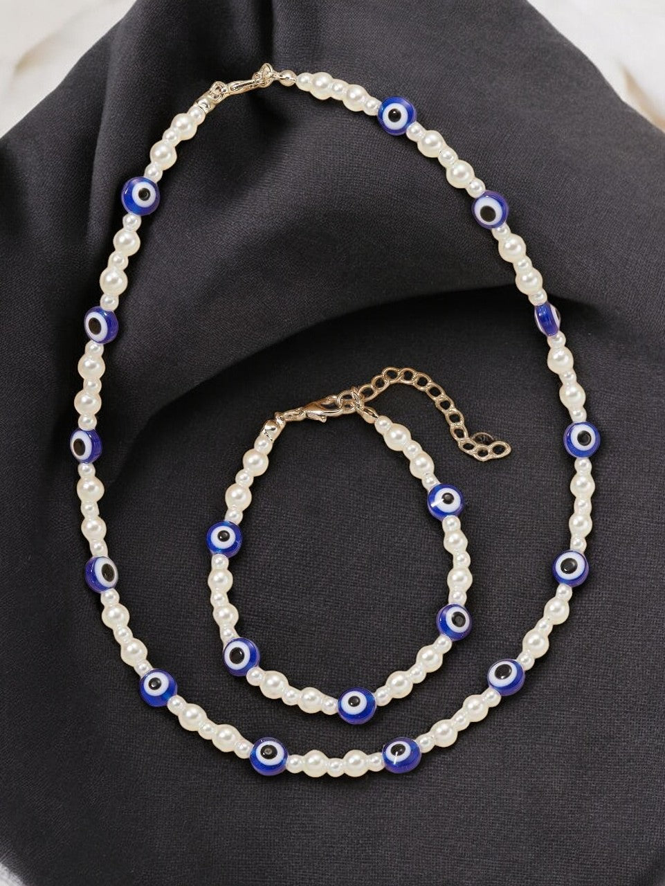 Faux Peal and Evil Eye Glass Set - Ka_creative_art