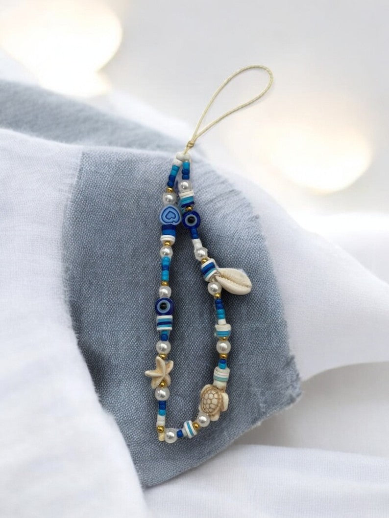 Blue Beads Phone Strap - Ka_creative_art