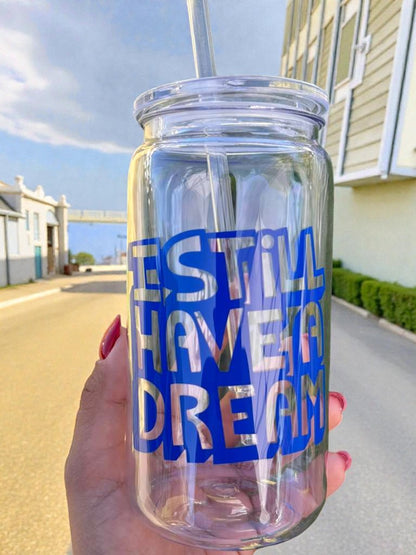 glass vinyl cup with inspirational quote i still have a dream drinkware aesthetic