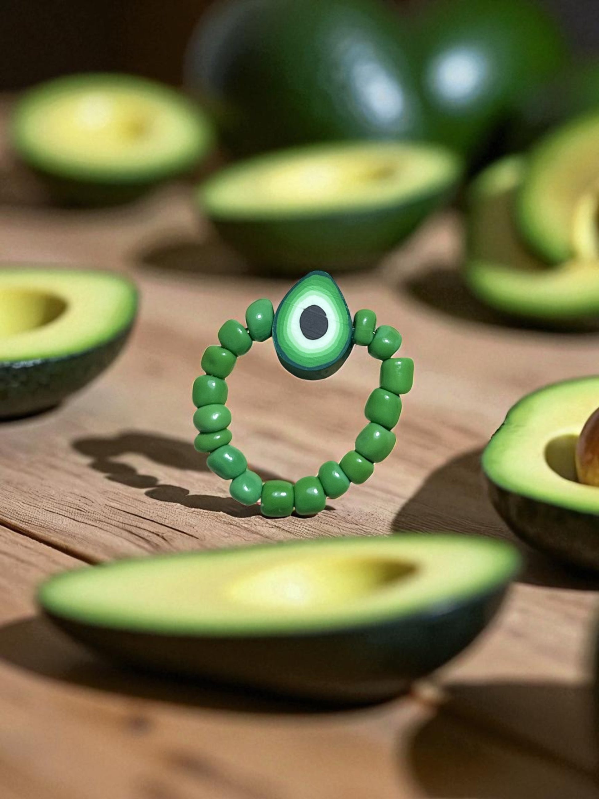 avocado fruit ring cute aesthetic jewelry playful colorful accessory