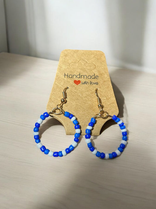 blue and white earrings aesthetic beaded jewelry cute design