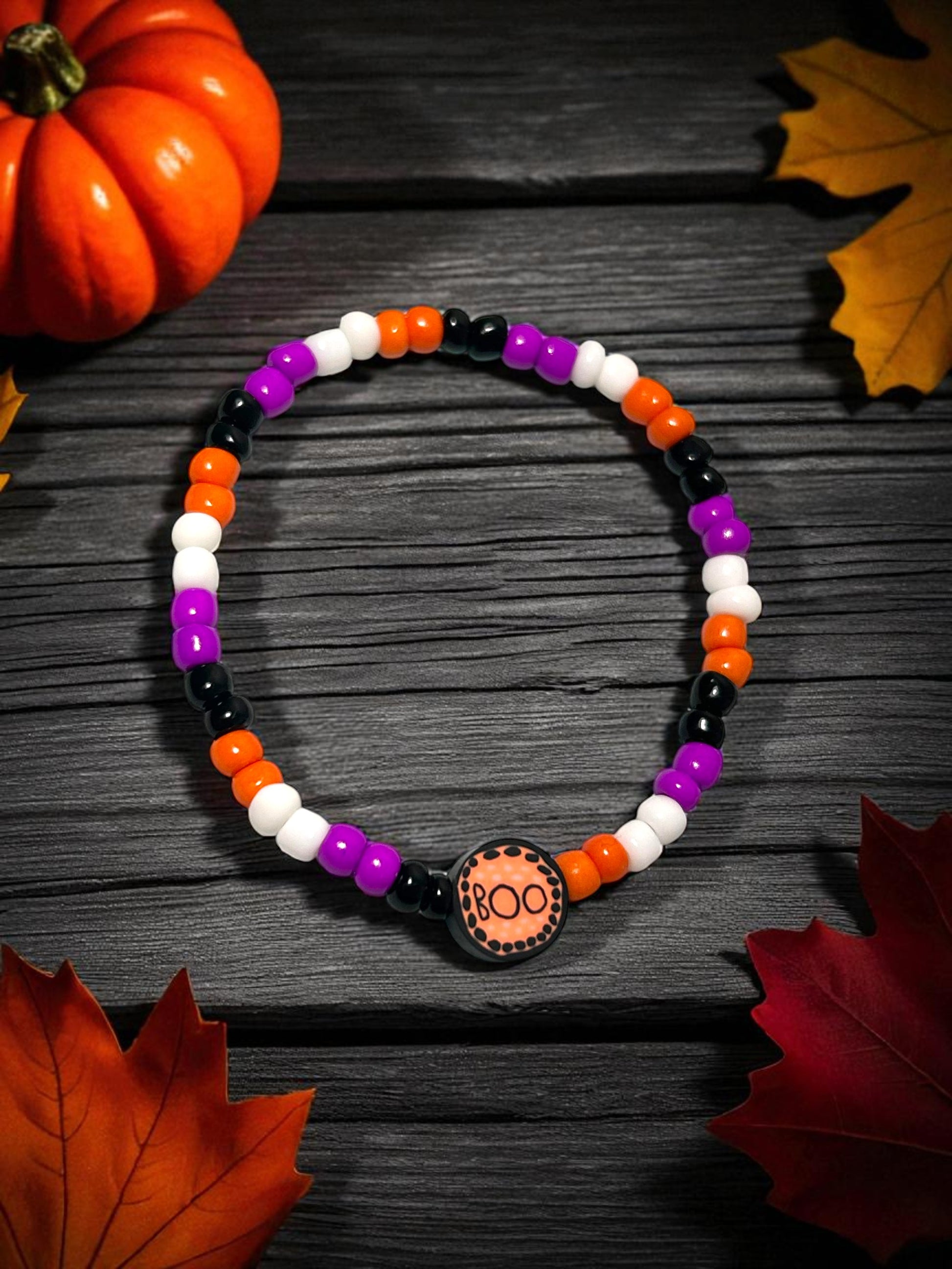 halloween beaded bracelet boo enchanted nights spooky aesthetic jewelry design