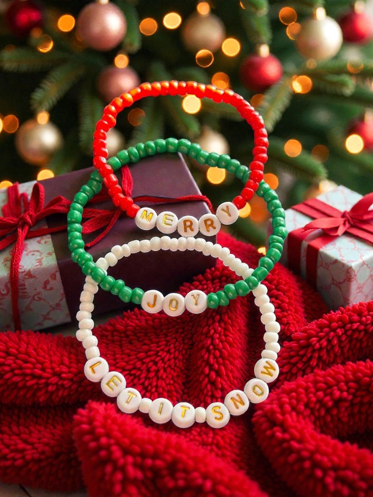christmas beaded bracelets festive holiday jewelry gift aesthetic design