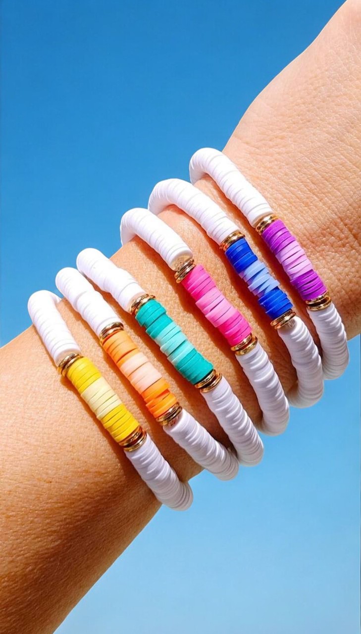 clay bracelet colorful handmade beaded jewelry aesthetic design