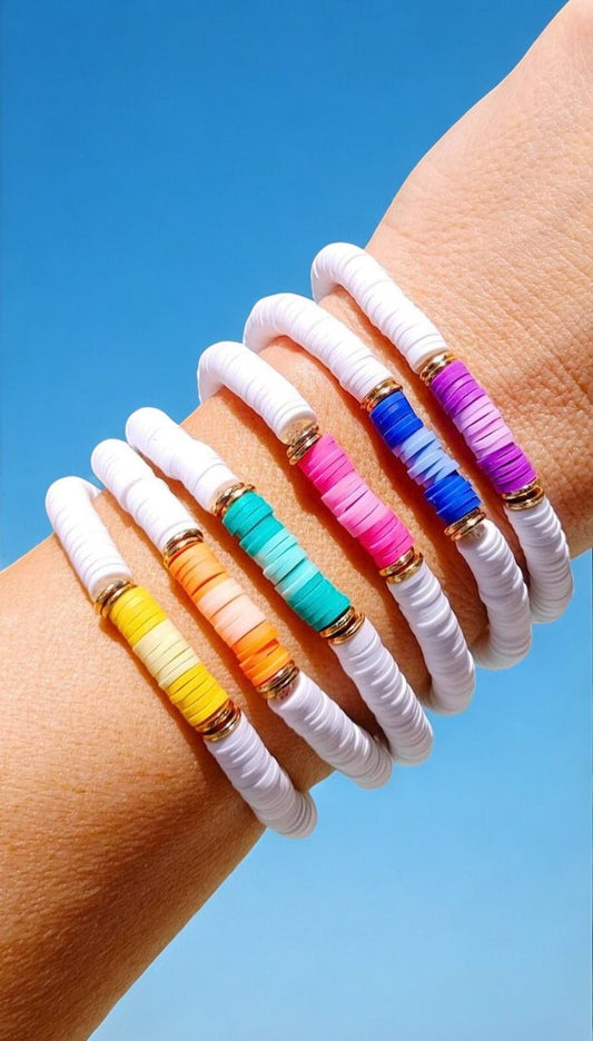 clay bracelet colorful handmade beaded jewelry aesthetic design
