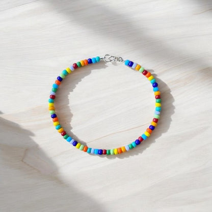multicolored beaded anklet styling beach summer aesthetic outfit look