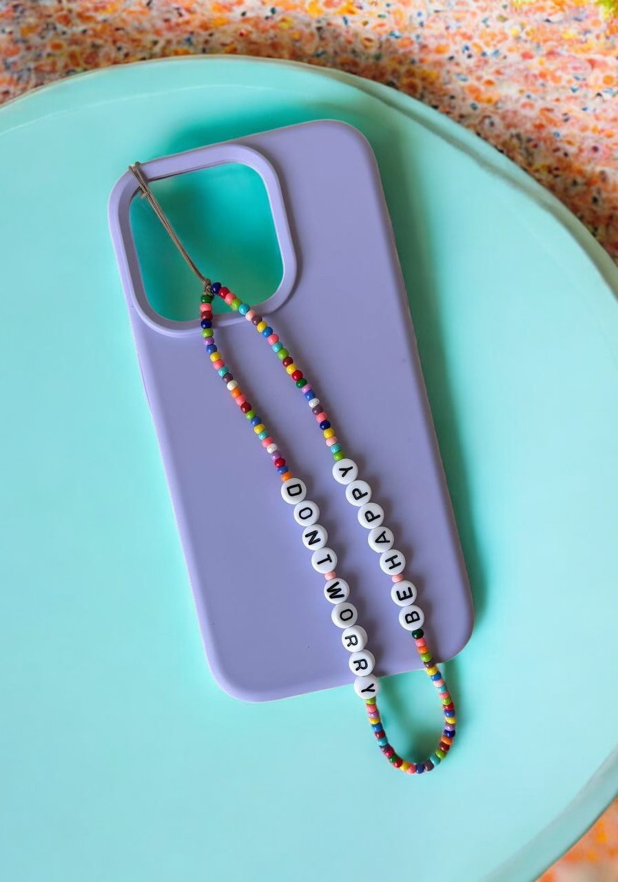 colorful phone strap dont worry be happy charm cute aesthetic accessory