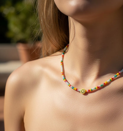 colorful smile necklace cute aesthetic jewelry happy design trendy accessory