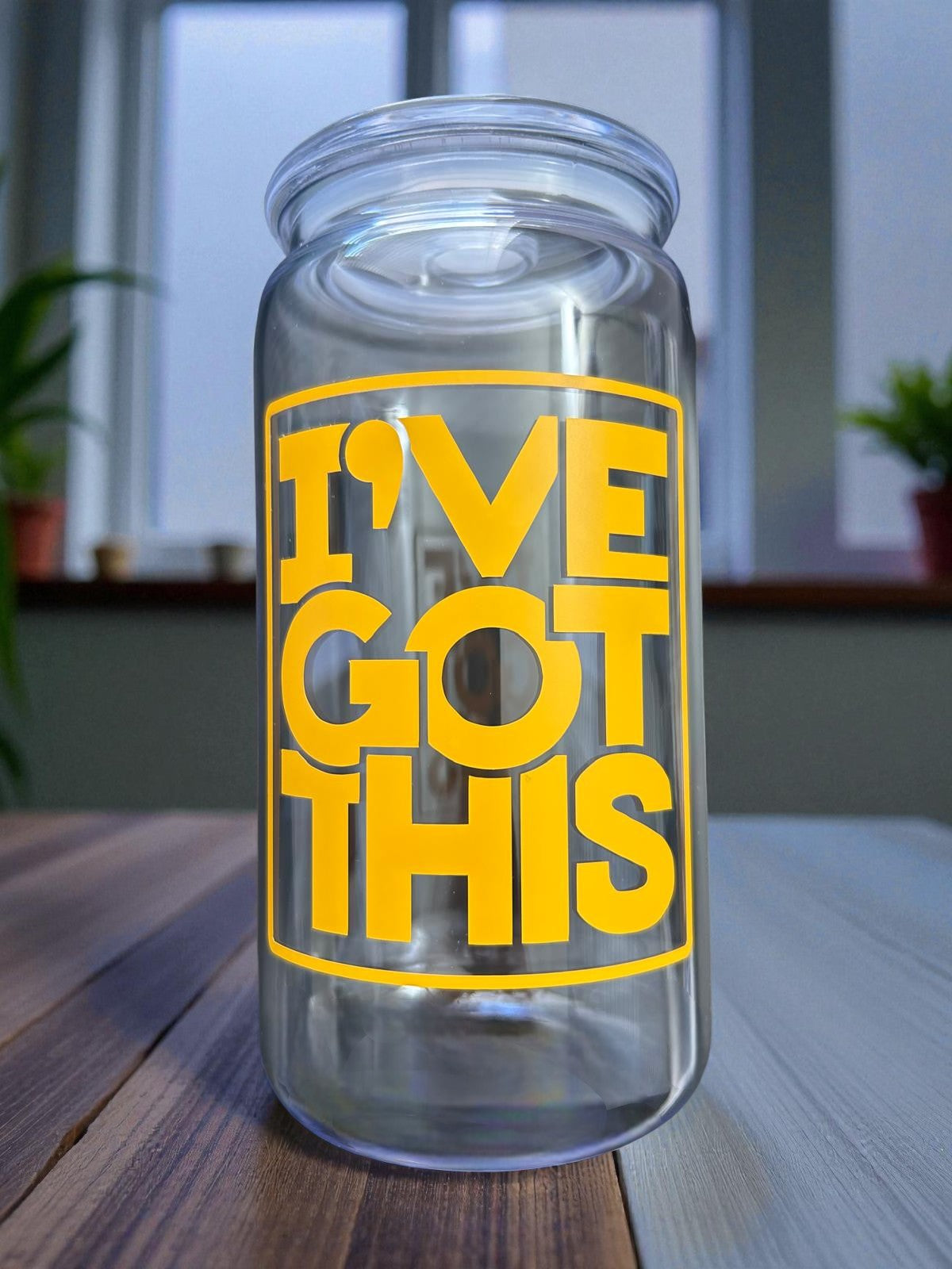 close up aesthetic vinyl cup ive got this motivational quote drinkware detail