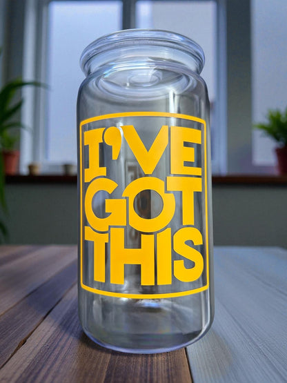 close up aesthetic vinyl cup ive got this motivational quote drinkware detail