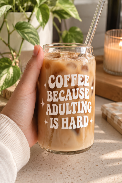 Coffee Because Adulting is Hard Vinyl Cup