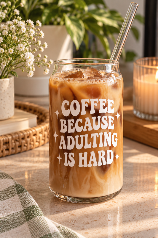 Coffee Because Adulting is Hard Vinyl Cup