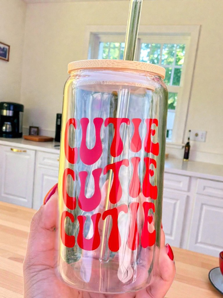 close up aesthetic vinyl cup cutie girly drinkware glass detail