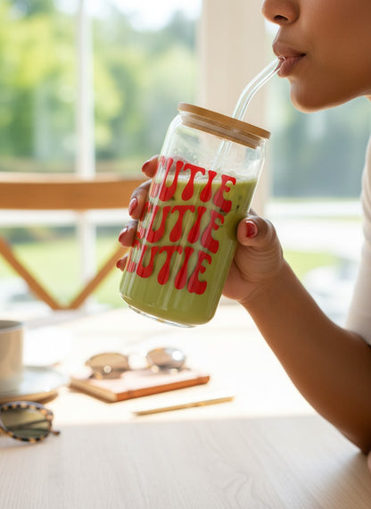 cute aesthetic vinyl cup cutie girly drinkware glass cup design