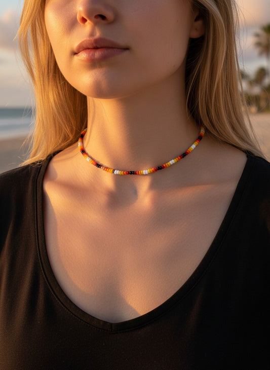 desert sun beaded choker boho aesthetic handmade necklace design