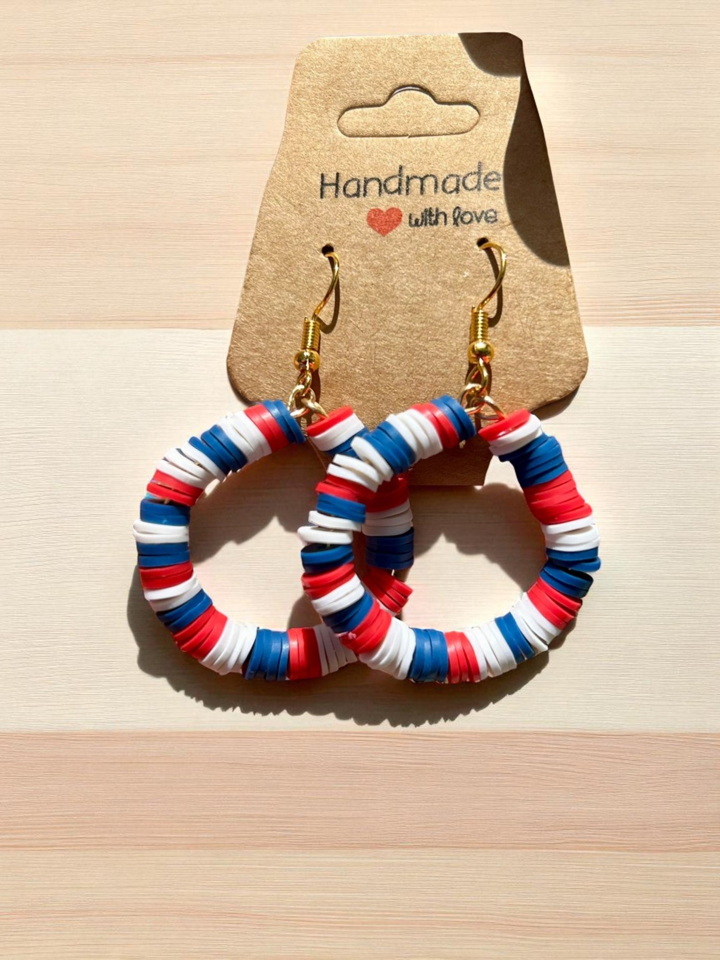 close up white red blue earrings patriotic jewelry aesthetic detail design