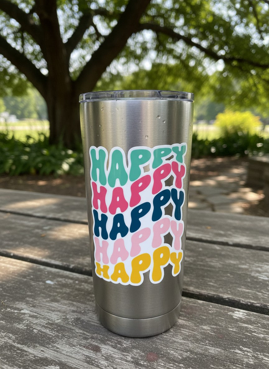 Happy Permanent Vinyl Sticker