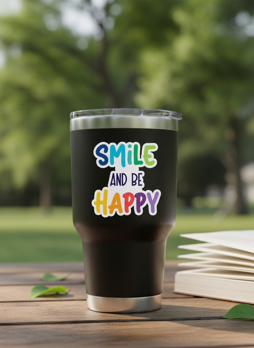 Smile and Be Happy Permanent Vinyl Sticker