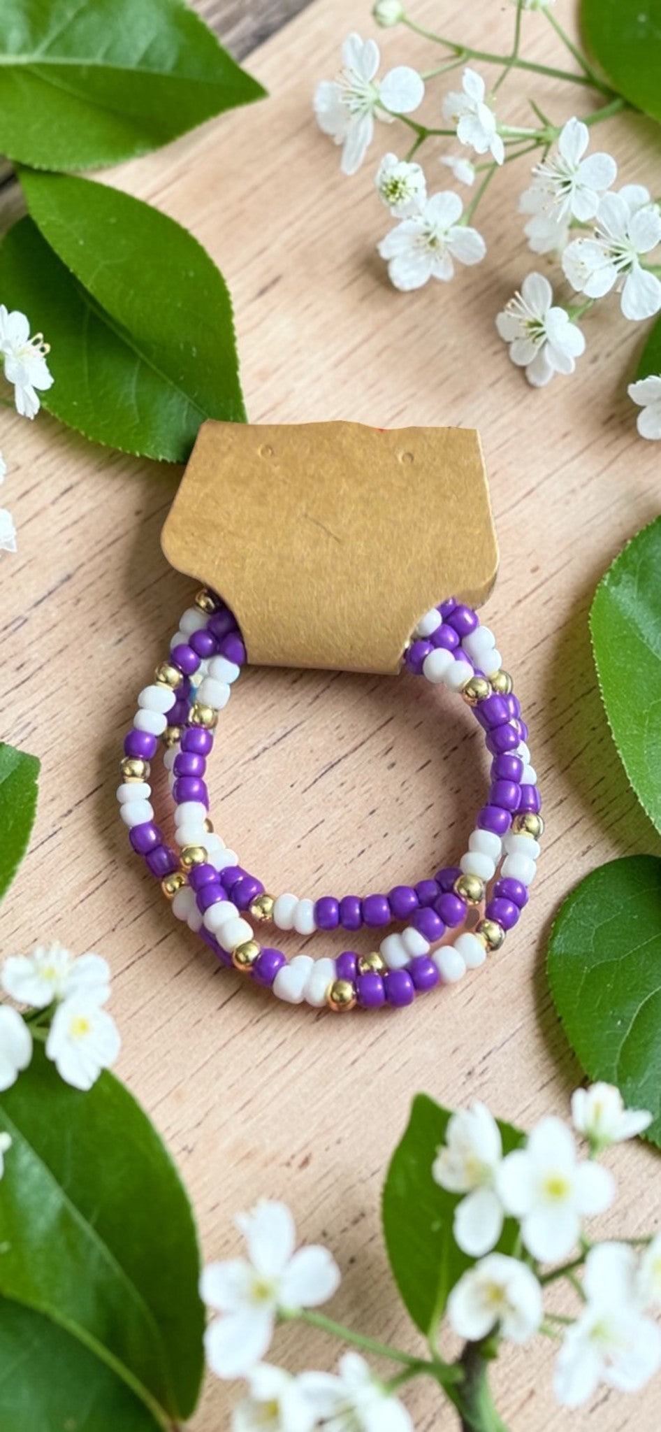 luxe seed bead bracelet flat lay elegant handmade jewelry aesthetic design
