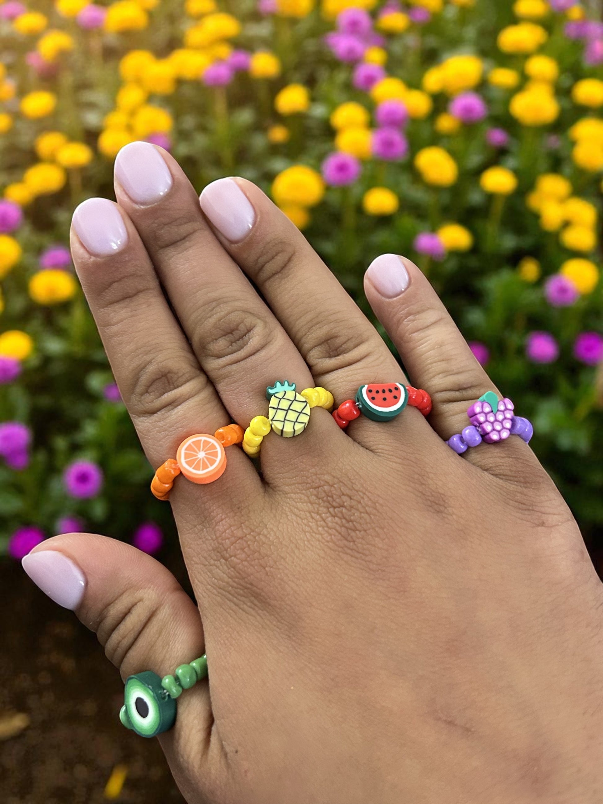 fruit rings cute colorful aesthetic jewelry playful design summer accessories