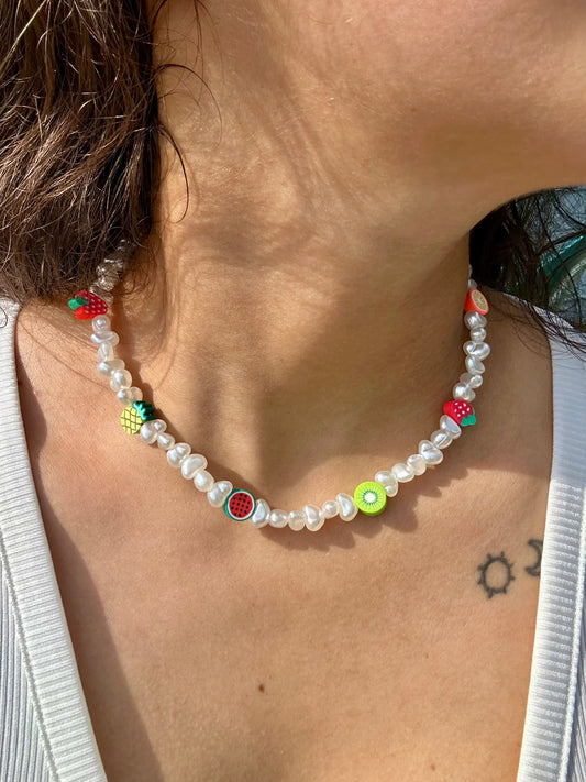 fruity pearl choker cute aesthetic jewelry colorful beads summer accessory