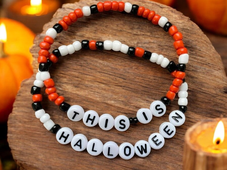 halloween beaded bracelet set spooky cute aesthetic jewelry design