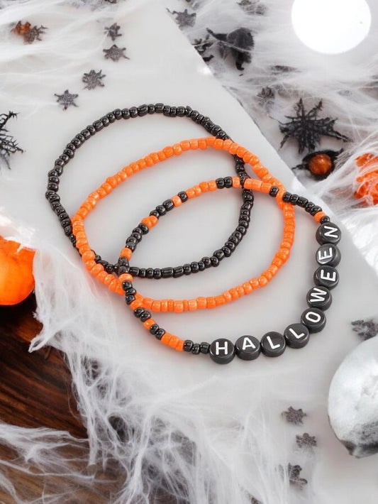 halloween theme bracelet set spooky cute beaded jewelry design