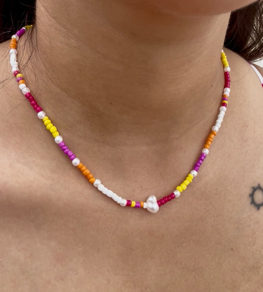 Pearls Meet Papaya Necklace