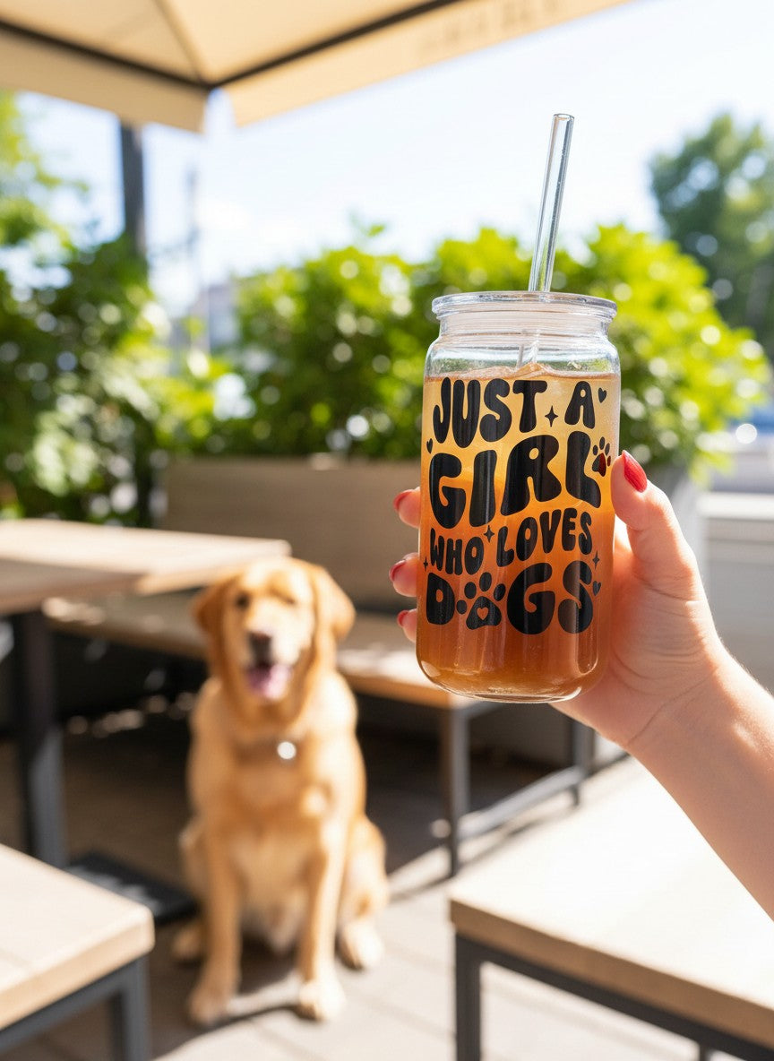 cute vinyl cup just a girl who loves dogs dog lover aesthetic drinkware glass cup