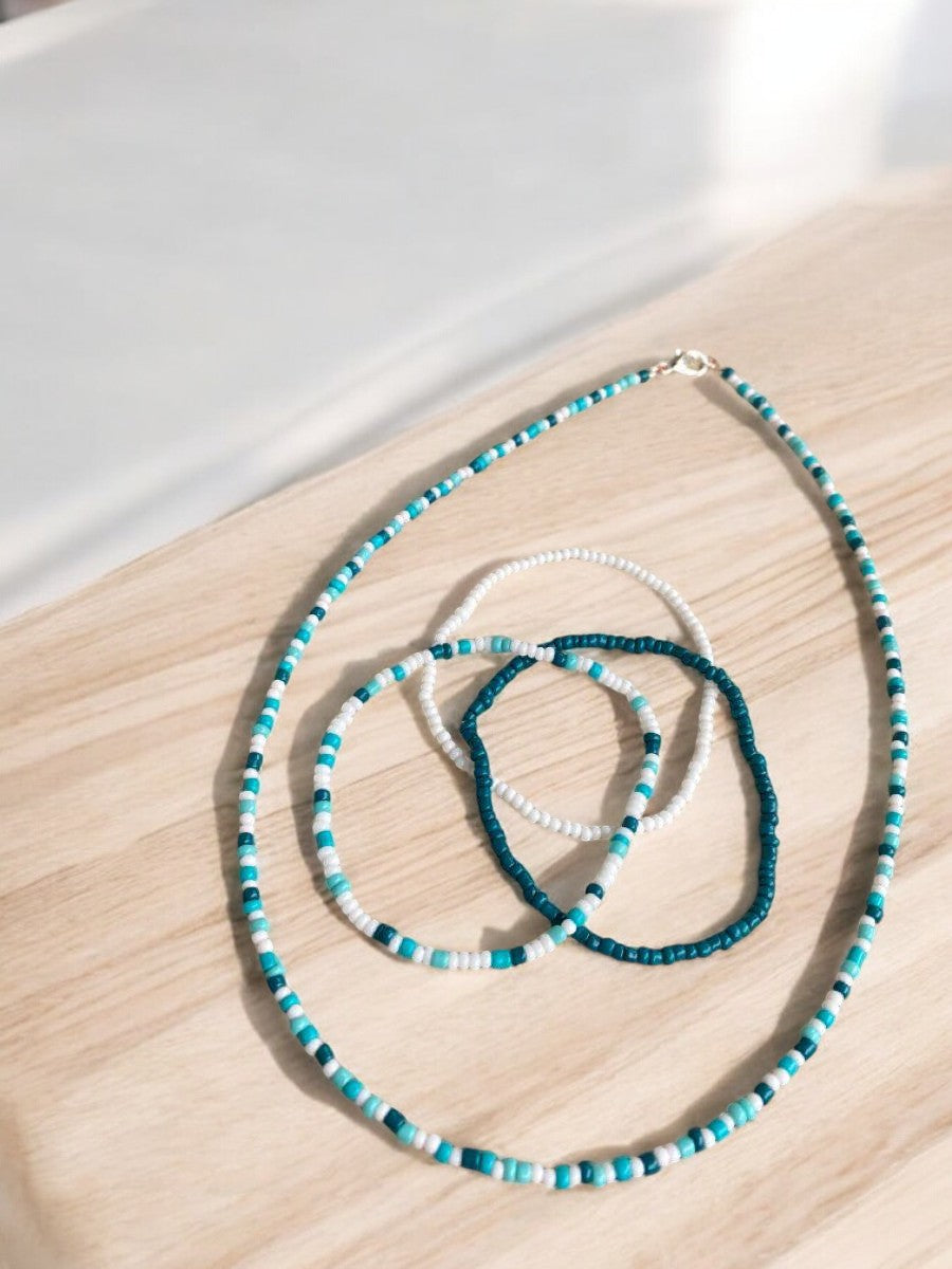 lagoon jewelry set necklace and bracelet beach aesthetic beaded design